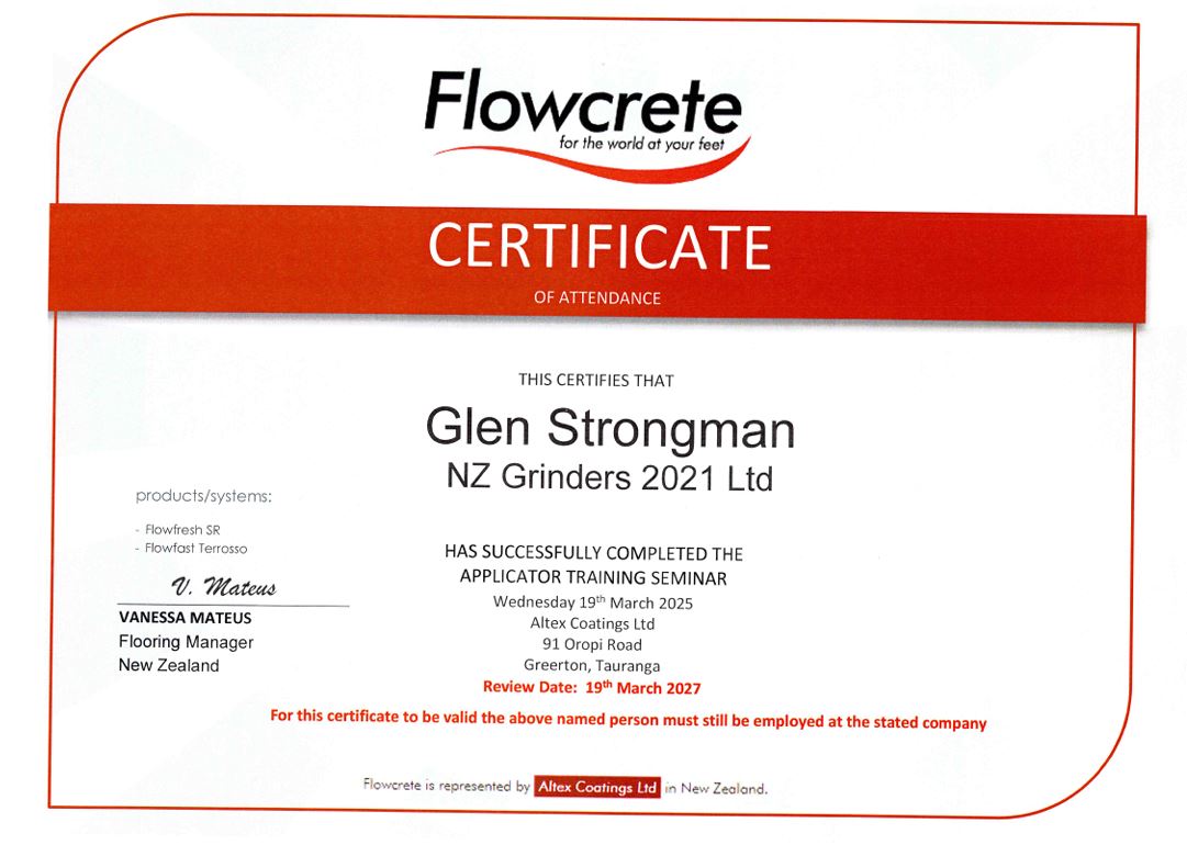 Flowcrete coatings training certificate