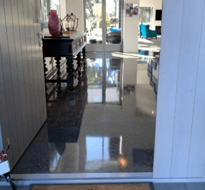 Black oxide polished concrete floor rejuvenation