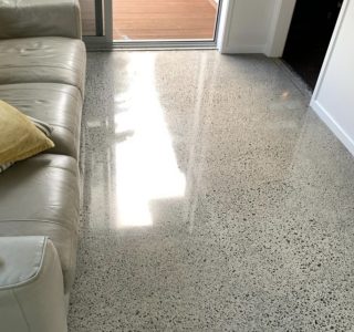 Concrete floor with full stone exposure polish