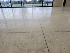 Damaged concrete floor after