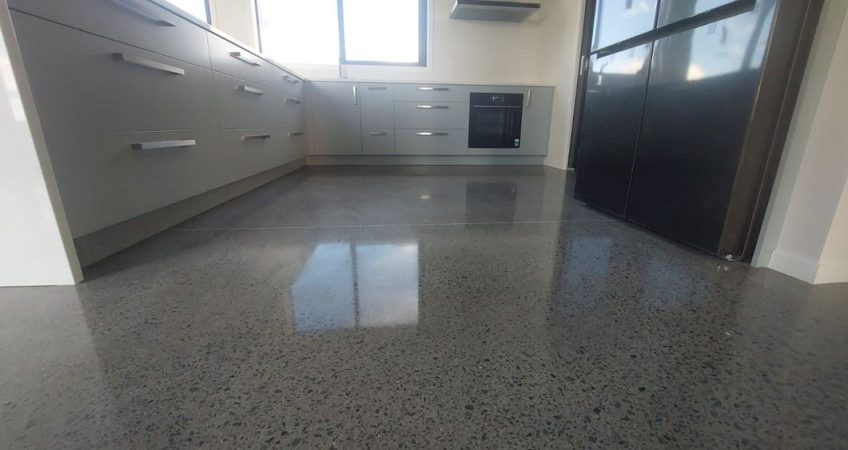 Polished concrete kitchen floor