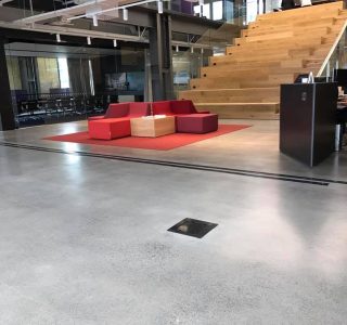 Polished concrete floor in New Plymouth museum Puke Ariki