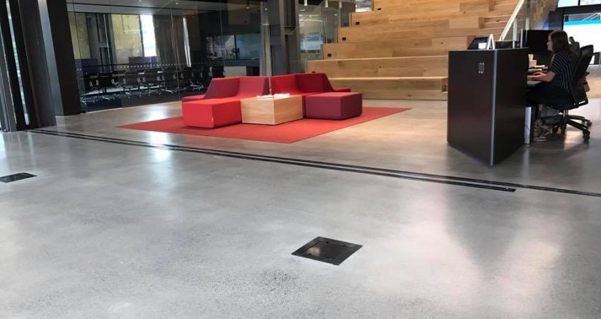 Polished concrete floor in New Plymouth museum Puke Ariki